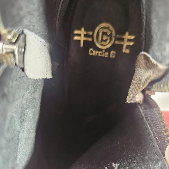 Circle G Gray Booties Women's Size 5 Fringe Zipper Closure - Picture 8 of 9